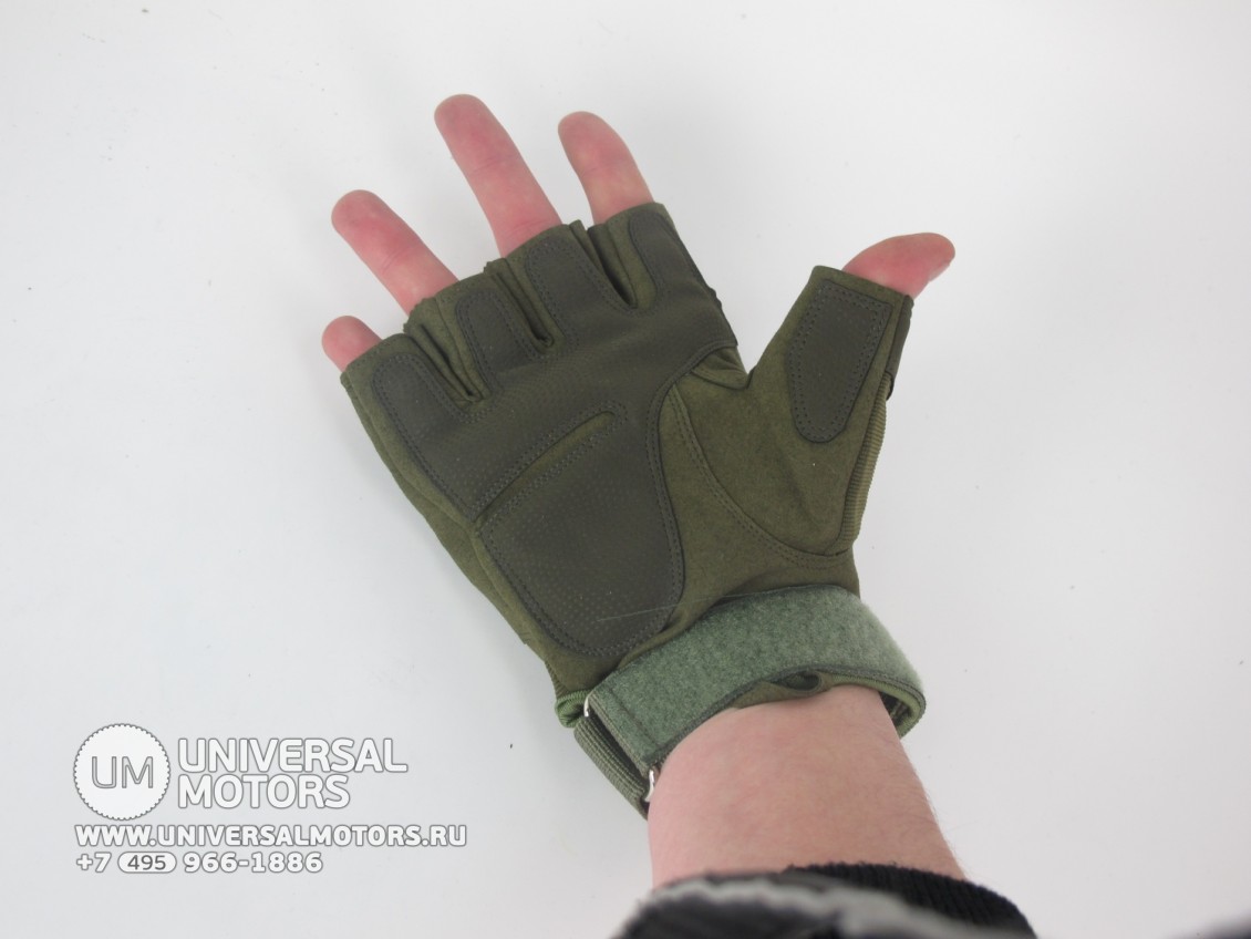 Перчатки OAKLEY с обрезанными пальцами (цвета хаки с черными вставками) (14869721764416)