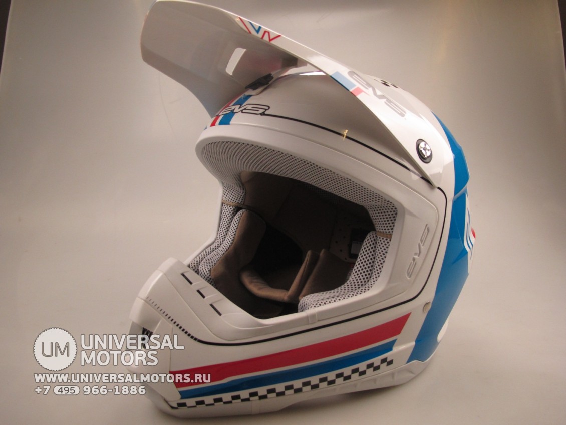 Шлем (кроссовый) EVS T5 RALLY белый/синий/красный глянцевый (14521787759961)
