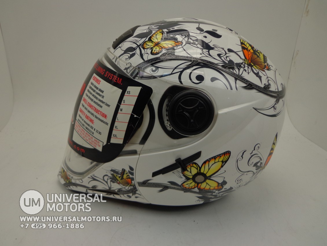 Шлем VEGA HD190 Butterfly белый глянцевый (15511913995492)