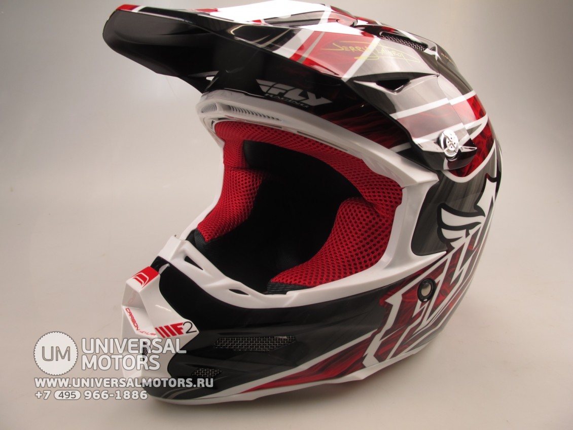 Шлем (кроссовый) FLY RACING F2 CARBON ACETYLENE белый/красный глянцевый (2015) (14521779025643)