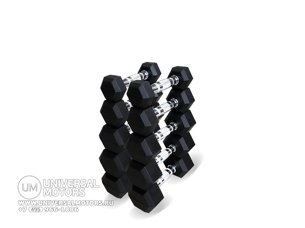 Набор гексагональных гантелей Original FitTools 5 пар от 1 до 5 кг (15755392457991)