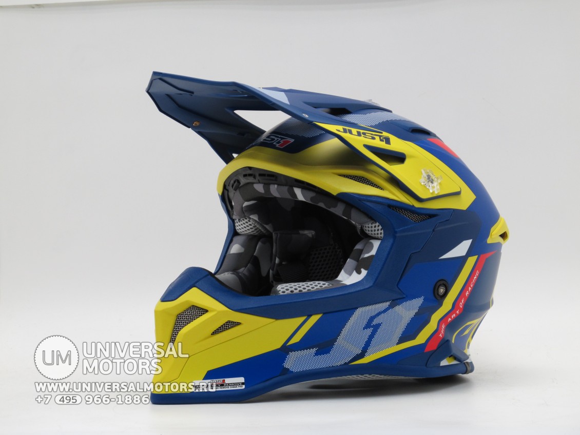 Шлем (кроссовый) JUST1 J39 REACTOR жёлтый/синий матовый (15844626659416)