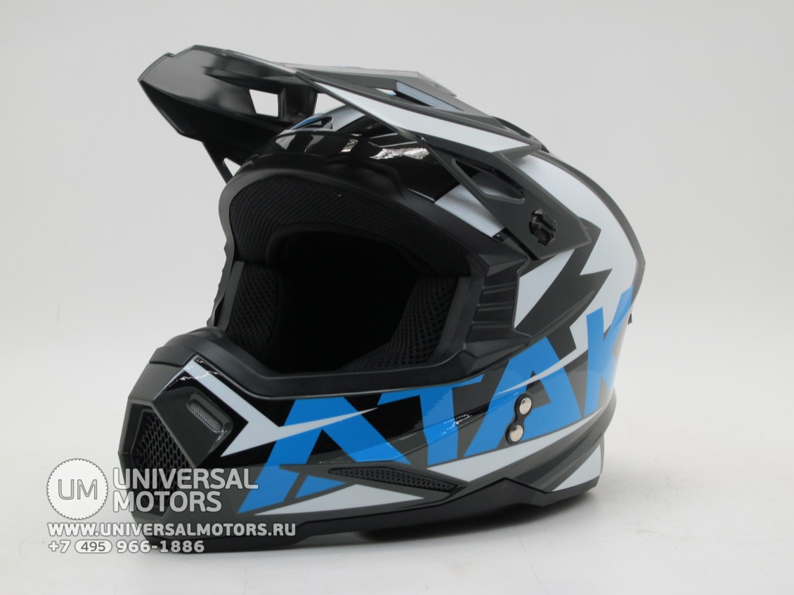 Шлем кроссовый Ataki JK801 Rampage серый/синий глянцевый (16081322643564)