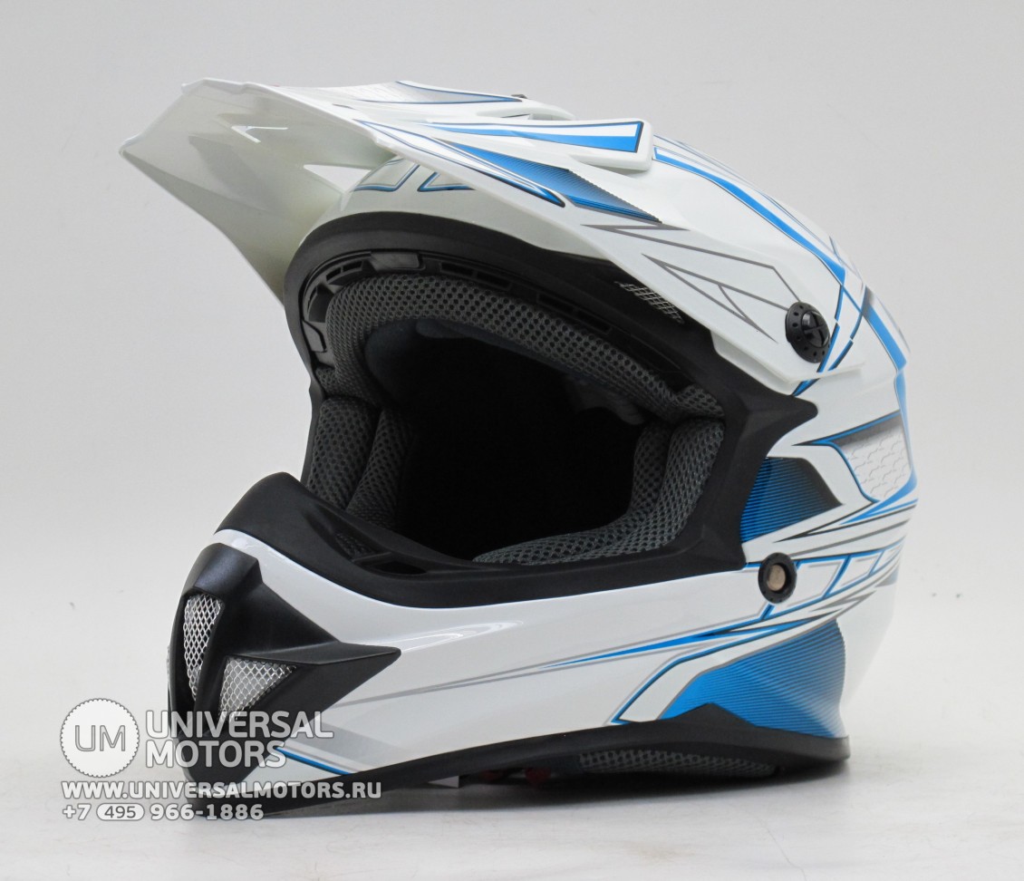 Детский кроссовый шлем ATAKI SC-15 Rift White Gloss/Blue (16221250203567)
