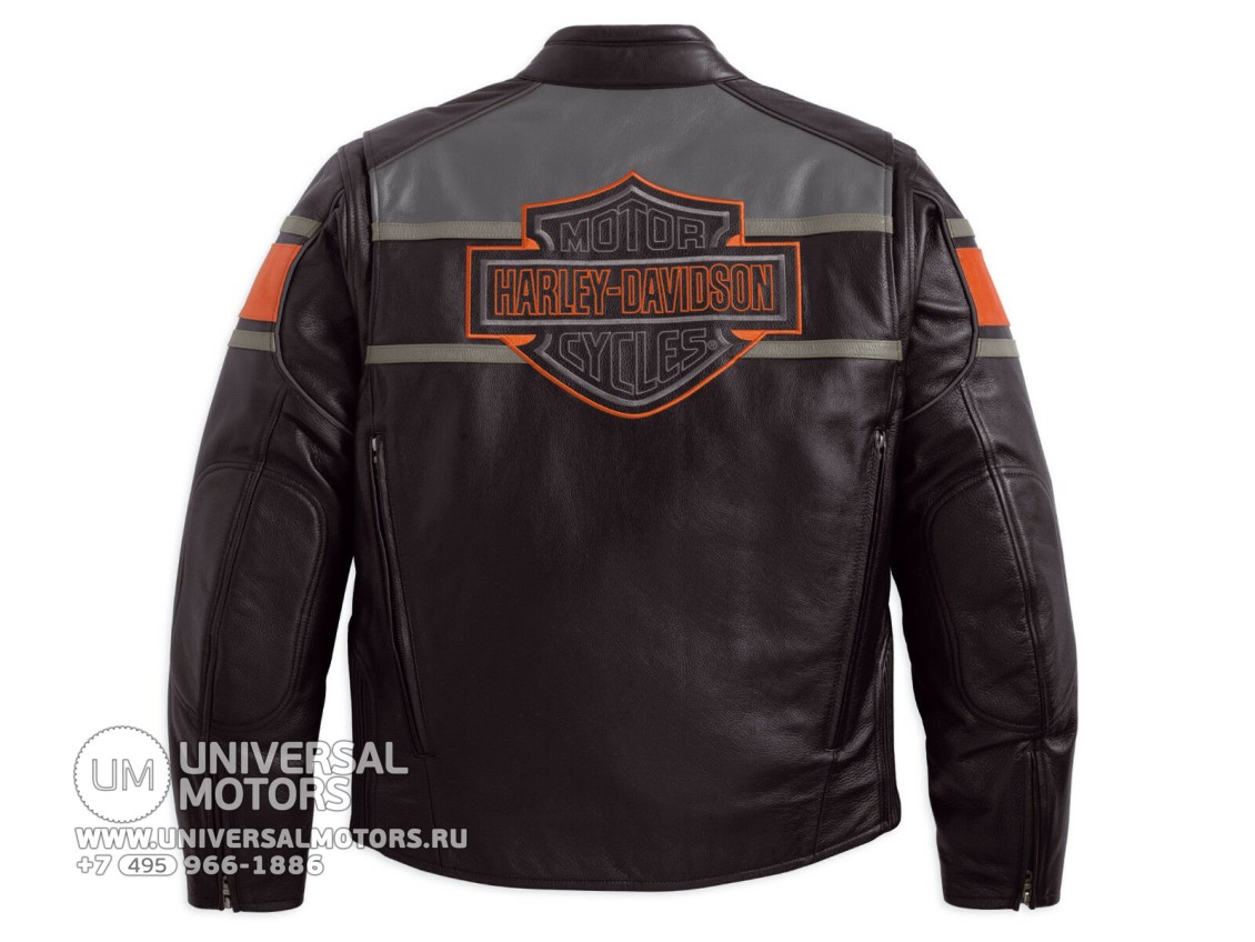 Куртка H-D One Pure Biker Style HB Leather Jacket Black/ Dark Grey (1630605140208)