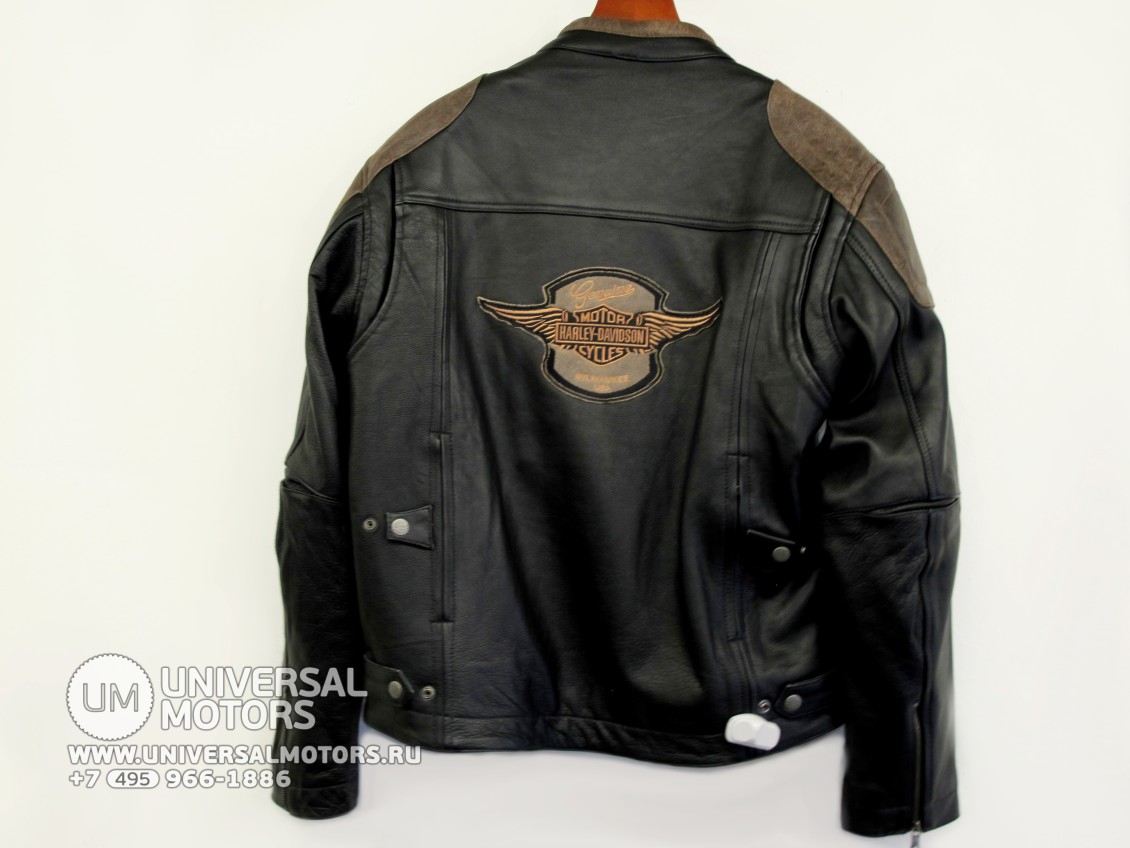 Куртка H-D Triple Vent System Trostel Leather Jacket Black/Brown (1633532039167)