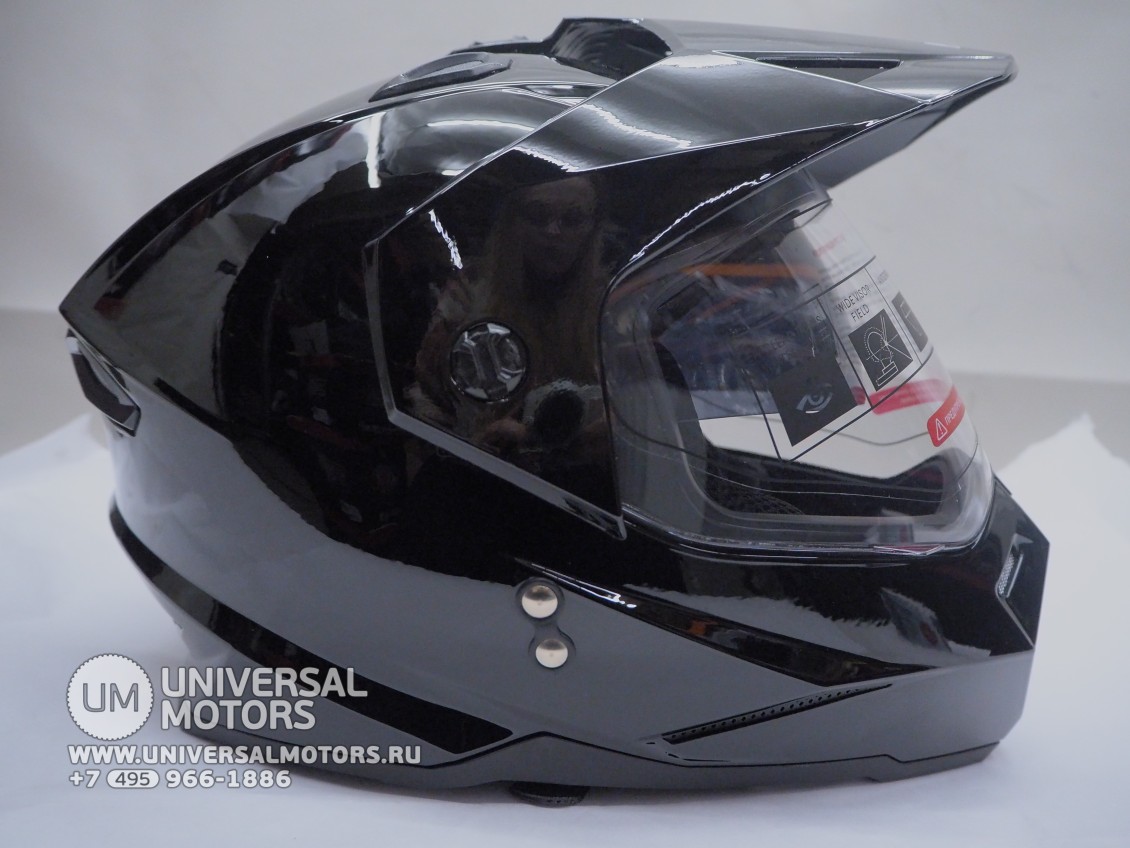 Шлем мотард ATAKI JK802 Solid чёрный глянец (16456980225047)