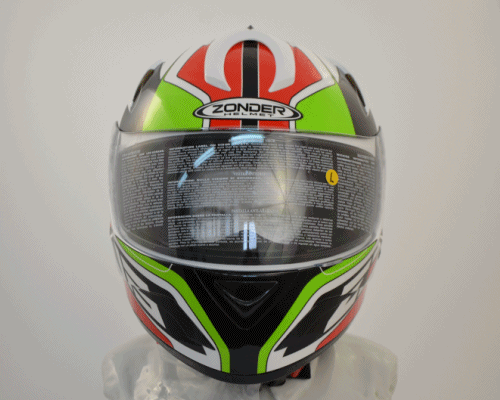 Шлем интеграл ZONDER-806 White/II31 Green встроенные солнцезащитные очки