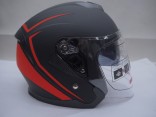 Шлем открытый со стеклом ATAKI JK526 Stripe чёрный/красный матовый