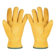 Перчатки кожаные Yellow с зелёным кантом
