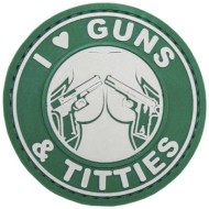 Шеврон I love Guns and Tits ПВХ (Зелёный)