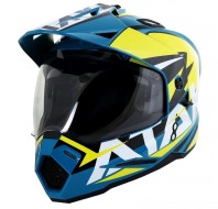 Шлем мотард ATAKI JK802 Rampage синий/Hi-Vis желтый глянцевый