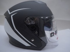 Шлем открытый со стеклом ATAKI JK526 Stripe чёрный/белый матовый