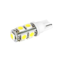 Лампа светодиодная (9 диодов) LED цоколь T10 W5W-12V белая,габариты, осв.ном. знака и др.