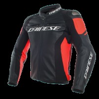 Куртка Dainese RACING 3 LEATHER JACKET Black/Fluo-Red
