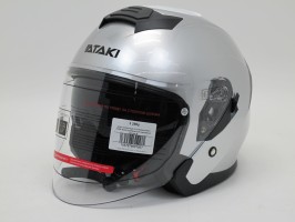 Шлем (открытый со стеклом) Ataki JK526 Solid серебристый глянцевый