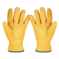 Перчатки кожаные Yellow с зелёным кантом