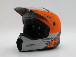 Шлем детский кроссовый FLY RACING KINETIC STRAIGHT EDGE оранжевый/серый матовый