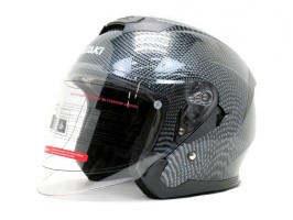 Шлем открытый со стеклом Ataki JK526 Carbon глянцевый черный/серый