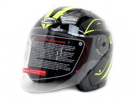 Шлем Cobra открытый со стеклом JK516 чёрный с зелёном