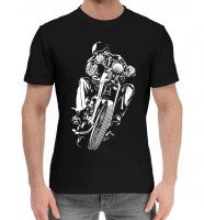 Мужская хлопковая футболка Байкер на мотоцикле