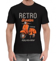 Мужская хлопковая футболка Retro Scooter, черная