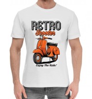 Мужская хлопковая футболка Retro Scooter, белая