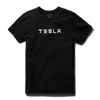 Мужская футболка с большой надписью Tesla черная