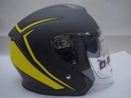 Шлем открытый со стеклом ATAKI JK526 Stripe чёрный/Hi-Vis жёлтый матовый