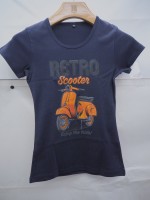 Футболка женская хлопковая Retro Scooter (тёмно-синий)
