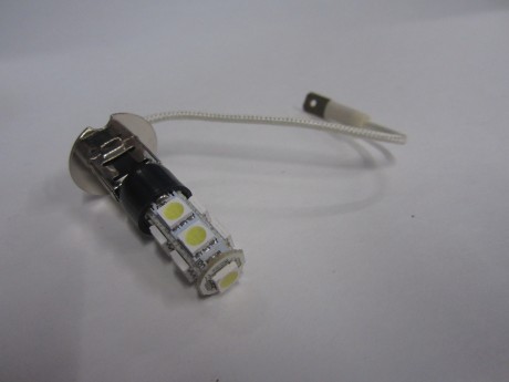 Лампа светодиодная LED H3 - 9 SMD 5050 проводком (9 диодов) белая, головной свет, туманки (15680235372987)