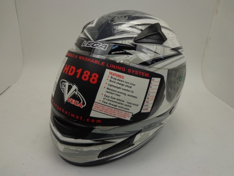 Шлем VEGA HD188 Techno серый/бел. глянцевый (15511919218602)