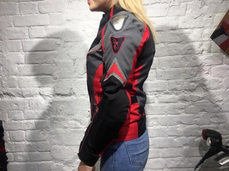 Куртка OSA текстильная черный/красный/серый (женская) (15658761058474)