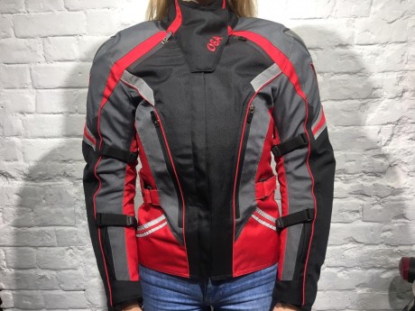 Куртка OSA текстильная черный/красный/серый (женская) (15658761071234)