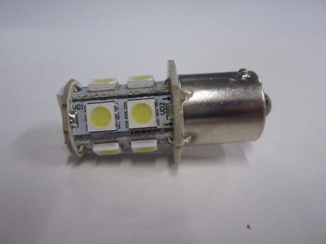 Лампа светодиодная (13 диодов) SMD S25-13SMD-5050 1-конт с цоколем белая (15680234410881)