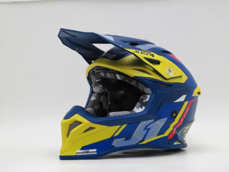 Шлем (кроссовый) JUST1 J39 REACTOR жёлтый/синий матовый (15844626659416)