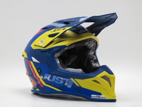 Шлем (кроссовый) JUST1 J39 REACTOR жёлтый/синий матовый (15844626806996)