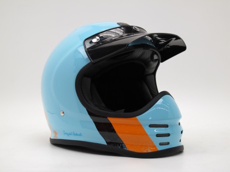 Шлем (кроссовый) Origine VIRGO Danny голубой/оранжевый/чёрный глянцевый (1583861155261)