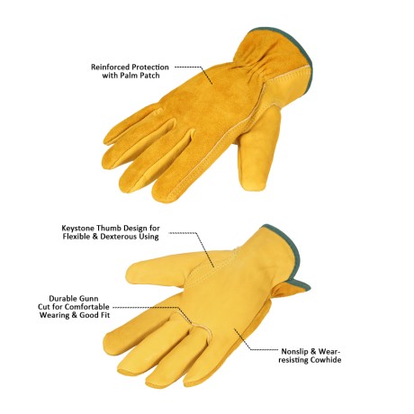 Перчатки кожаные Yellow с зелёным кантом (16349013349151)