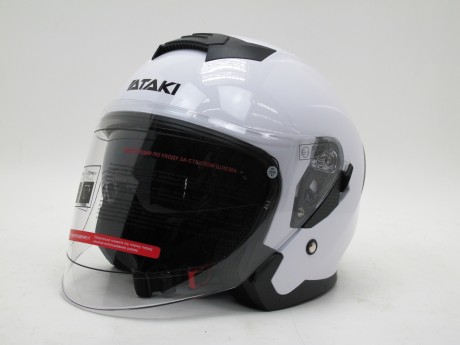 Шлем (открытый со стеклом) Ataki JK526 Solid белый глянцевый (1608132582251)