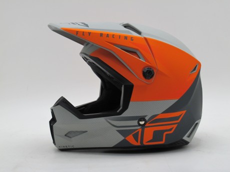 Шлем детский кроссовый FLY RACING KINETIC STRAIGHT EDGE оранжевый/серый матовый (16080384501763)