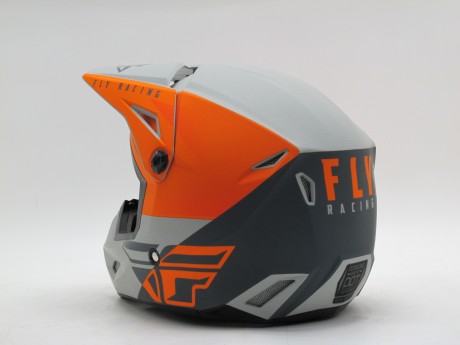 Шлем детский кроссовый FLY RACING KINETIC STRAIGHT EDGE оранжевый/серый матовый (16080384511771)