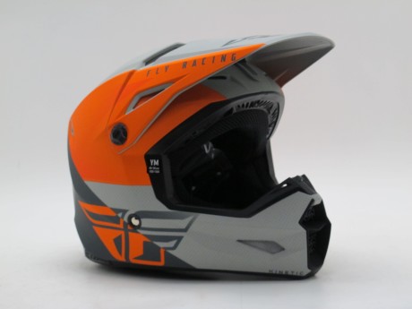 Шлем детский кроссовый FLY RACING KINETIC STRAIGHT EDGE оранжевый/серый матовый (16080384513488)