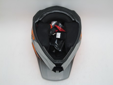 Шлем детский кроссовый FLY RACING KINETIC STRAIGHT EDGE оранжевый/серый матовый (16080384529637)