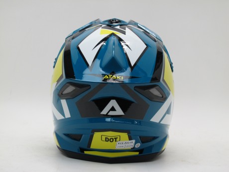 Шлем кроссовый Ataki JK801 Rampage синий/желтый глянцевый (16081323366559)