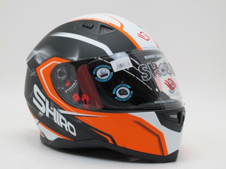 Шлем интеграл SHIRO SH-881 MOTEGI черный/оранжевый (16088313570873)