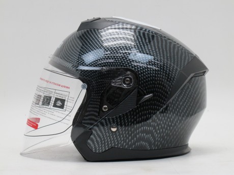 Шлем открытый со стеклом Ataki JK526 Carbon глянцевый черный/серый (16221263437569)