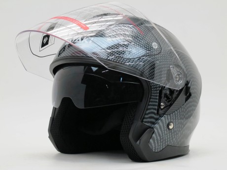 Шлем открытый со стеклом Ataki JK526 Carbon глянцевый черный/серый (1622126400121)