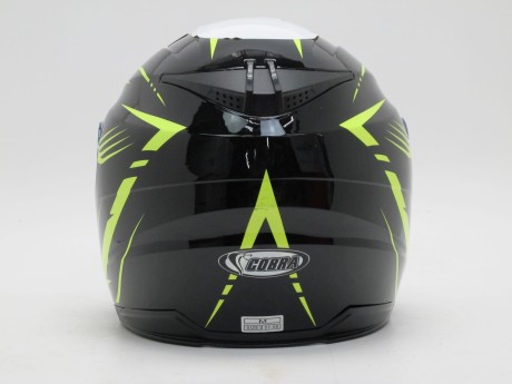 Шлем Cobra открытый со стеклом JK516 чёрный с зелёном (16248735099536)