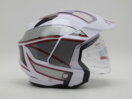 Шлем Cobra открытый со стеклом JK521 белый с серым (16247223394715)